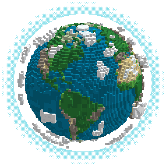 A voxel planet Earth, the home of PXLBLR