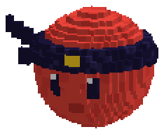 The NINJA-BLOKS planet, a red blok wearing a ninja headband